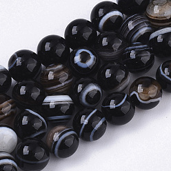 Tibetan Agate Tibetan Style 1-Eye dZi Beads, Natural Agate Beads Strands, Dyed, Round, 8~9mm, Hole: 1.2mm, about 47~48pcs/strand, 14.96 inch~15.27 inch(38cm~38.8cm)