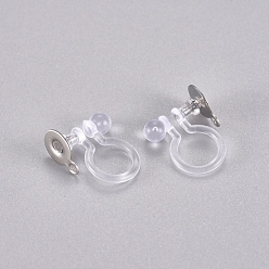 Stainless Steel Color 304 Stainless Steel and Plastic Clip-on Earring Findings, Stainless Steel Color, 9x12x5mm, Hole: 1mm