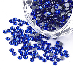 Cobalto Hotfix rhinestone, cabujones traseros planos de diamantes de imitación de cristal, semicírculo, cobalto, ss 10, 2.7~2.8x1 mm, sobre 1440 unidades / bolsa