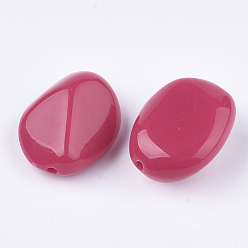 Cerise Opaque Acrylic Beads, Nuggets, Cerise, 25.5x20x12.5mm, Hole: 2mm, about 135pcs/500g