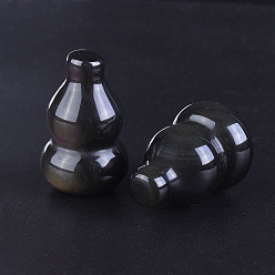 Obsidian Natural Obsidian Beads, No Hole, Gourd, 28~32x19~20mm