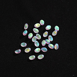 Vert Jaune Perles de verre tchèque givrées transparentes, top foré, pétale, vert jaune, 8x6mm