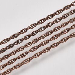 Red Copper Soldered Brass Covered Iron Rope Chains, with Spool, Red Copper, 3x2.5x0.3mm, about 328.08 Feet(100m)/roll