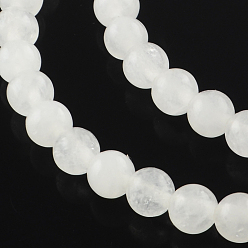 Blanc Jade naturelle teint rangées de perles rondes, blanc, 8mm, Trou: 1mm, Environ 48 pcs/chapelet, 14.9 pouce