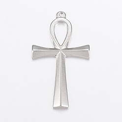 Stainless Steel Color 304 Stainless Steel Pendants, Ankh Cross, Stainless Steel Color, 44.5x25.5x3mm, Hole: 2.3mm