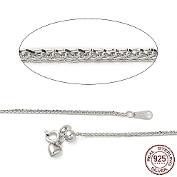 Platino Collar de cadenas de trigo de plata de ley chapada en rodio para mujer., Platino, 925 pulgada (23.62 cm)