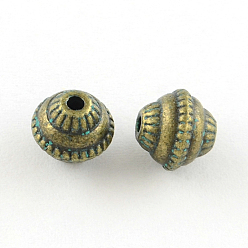 Bronze Antique & Patine Verte Toupies perles d'alliage de zinc, sans cadmium et sans plomb, bronze antique et patine verte, 8x7mm, Trou: 2mm