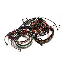 Mixed Color Adjustable Braided Leather Cord Bracelets, with Cords, Mixed Color, 57mm, 13x8mm