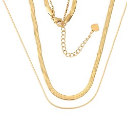 Oro Chapado en iones (ip) 304 cadenas de serpiente y espiga redondas de acero inoxidable collar de doble capa para hombres y mujeres, dorado, 17.80 pulgada (45.2 cm)
