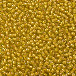 (302) Inside Color Jonquil/Apricot Lined Toho perles de rocaille rondes, perles de rocaille japonais, (302) intérieur couleur jonquil / abricot doublé, 11/0, 2.2mm, Trou: 0.8mm, environ5555 pcs / 50 g
