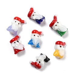 Mixed Color Handmade Lampwork Beads, Cartoon Style, for Christmas, Santa Claus, Mixed Color, 21~24x15.5~17x12~14mm, Hole: 2.5mm