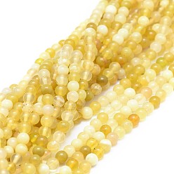 Yellow Opal Natural Yellow Opal Beads Strands, Round, Grade A, 4mm, Hole: 0.7mm, about 100pcs/strand, 15.94 inch(40.5cm)