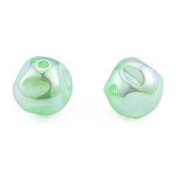 Vert Clair Galvanoplastie arc-en-ciel placage irisé perles acryliques, perles de paillettes, nuggets, vert clair, 16x15.5mm, Trou: 2.2mm