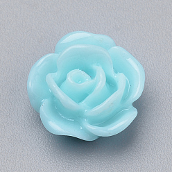 Bleu Clair Cabochons en résine, fleur rose, bleu clair, 10x5 mm, bas: 7~8 mm