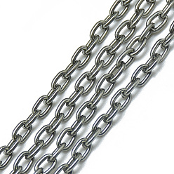 Gunmetal Aluminum Cable Chains, Unwelded, Oval, Gunmetal, 4.6x3.1x0.8mm