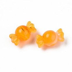 Naranja Abalorios de acrílico, de piedras preciosas de imitación, caramelo, naranja, 9.5x18x10 mm, agujero: 2.5 mm, Sobre 830 unidades / 500 g