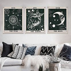 Noir Décoration de bannière en polyester, décors de photographie, rectangle avec motif tarot, noir, 400x300mm, 3 pièces / kit