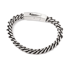 Antique Silver 304 Stainless Steel Rope Chains Bracelet for Men Women, Antique Silver, 8-1/8 inch(20.5cm)