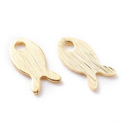 Real 24K Gold Plated Brass Charms, Fish, Real 24K Gold Plated, 8x4x0.5mm, Hole: 1.2mm