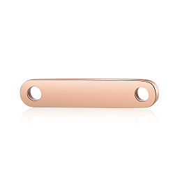 Rose Gold 201 Stainless Steel Links connectors, Oval, Rose Gold, 15x3x1.7mm, Hole: 1.4mm