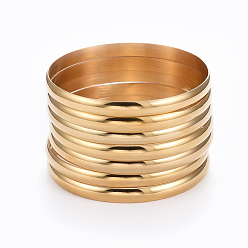 Золотой Мода 304 наборы буддийских браслетов из нержавеющей стали, золотые, 2-1/8 дюйм (5.5 см), 7 шт / комплект