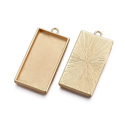 Matte Gold Color Alloy Pendant Cabochon Settings, Plain Edge Bezel Cups, Lead Free & Nickel Free & Cadmium Free, Rectangle, Real 18K Gold Plated, Matte Gold Color, Tray: 40x21mm, 48x24x4mm, Hole: 3.5mm