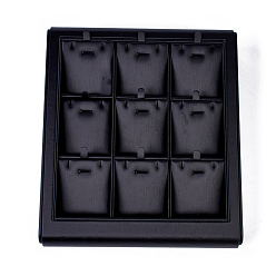 Noir Boîtes de présentation collier en bois, recouvert de cuir PU, noir, 22x25x5 cm