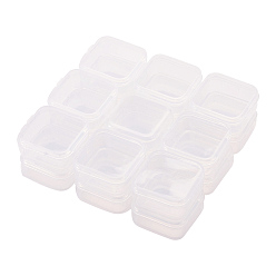 Clear Transparent Plastic Bead Containers, Rectangle, Clear, 4.2x3.8x1.8cm, 18pcs/set