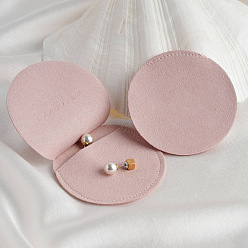 Rose Brumeux Pochettes enveloppes à bijoux en velours, bijoux cadeau sacs, pour bague collier boucle d'oreille bracelet, plat rond, rose brumeuse, 7 cm