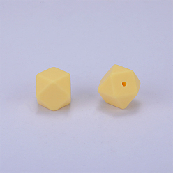 Светло-желтый Шестиугольные силиконовые бусины, жевательные бусины для чайников, DIY уход за ожерельем, светло-желтый, 23x17.5x23 мм, отверстие : 2.5 мм