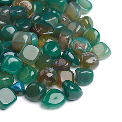 Green Onyx Agate Natural Green Onyx Agate Beads, No Hole/Undrilled, Tumbled Stone, Vase Filler Gems, Dyed & Heated, Nuggets, 10~16mm, about 250pcs/1000g
