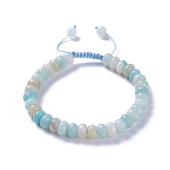 Amazonite Bracelets de perles tressées en amazonite à fleurs naturelles réglables, avec cordon en nylon, 2 pouces ~ 2-1/2 pouces (5.2~6.6 cm)