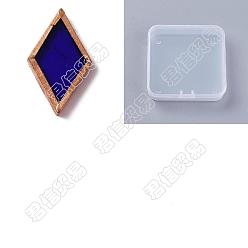Midnight Blue Olycraft 30Pcs Colored Glass Mosaic Tiles, with Rose Gold Brass Edge, for Mosaic Wall Art, Turkish Lamps, Rhombus, Midnight Blue, 24.5~25x14.5~15x3mm