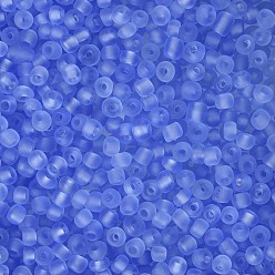 Aciano Azul Abalorios de la semilla de cristal, colores esmerilado, rondo, azul aciano, 4 mm, agujero: 1~1.5 mm, sobre 4500 unidades / libra