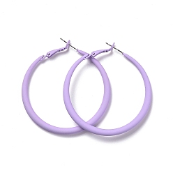 Purple Alloy Big Hoop Earrings, Spray Earrings with 925 Sterling Silver Pin, Purple, 6 Gauge, 50x4mm, Pin: 0.6mm