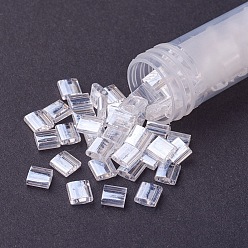 (TL160) Crystal Luster MIYUKI TILA Beads, Japanese Seed Beads, 2-Hole, (TL160) Crystal Luster, 5x5x1.9mm, Hole: 0.8mm, about 590pcs/50g