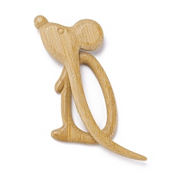 Goldenrod Mouse Wood Brooches, Sweater Scarf Buckle Pin, Goldenrod, 46.5x32x4mm