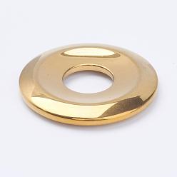 Plateado en Oro Electroplate colgantes de hematita sintéticos no magnéticos, donut / pi disc, oro chapado, ancho de la rosquilla: 16 mm, 50x7 mm, agujero: 18 mm