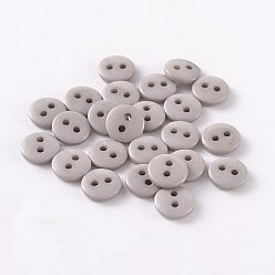 Light Grey 2-Hole Flat Round Resin Sewing Buttons for Costume Design, Light Grey, 15x2mm, Hole: 1mm