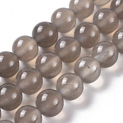 Grey Agate Natural Gray Agate Bead Strands, Round, Grade A, 8mm, Hole: 1mm, about 48pcs/strand, 15.7 inch