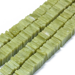 Otro Jade Hilos de jade xinyi natural / cuentas de jade del sur chino, cuentas cuadradas de heishi, 9~10.5x9~11x2~7 mm, agujero: 1.2 mm, sobre 114~121 unidades / cadena, 15.5~15.9 pulgada (39.5~40.5 cm)