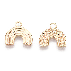 Real 18K Gold Plated Brass Charms, Rainbow Charms, Real 18K Gold Plated, 14x14.5x1mm, Hole: 2mm