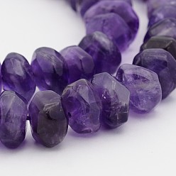 Amethyst Natural Amethyst Faceted Rondelle Bead Strands, 14~17x6~9mm, Hole: 1mm, 15.3 inch