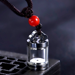 Stainless Steel Color Titanium Steel Cloud with Glass Column Pendant Necklaces, Urn Ashes Necklaces, Stainless Steel Color, 25.98 inch(66cm), Pendant: 22x12mm.
