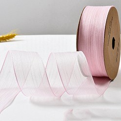 Pink 20 mètres de rubans d'organza en polyester, accessoires du vêtement, emballage cadeau, rose, 1-5/8 pouces (40 mm)