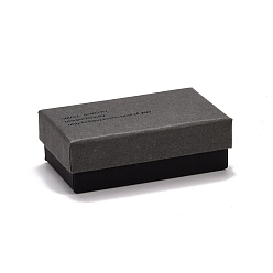 Black Cardboard Jewelry Boxes, with Black Sponge Inside and Gray Snap Cover, for Necklaces & Ring, Rectangle with Word, Black, 5x8x2.7cm