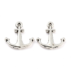 Antique Silver Alloy Charms, Cadmium Free & Lead Free, Anchor, Antique Silver, 14.5x14x2mm, Hole: 0.8mm, about 1111pcs/1000g