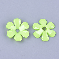 Green Yellow Opaque AS Plastic Bead Caps, 6-Petal, Flower, Green Yellow, 33.5x31.5x6.5mm, Hole: 5.5mm, about 350pcs/500g