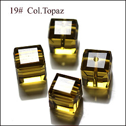 Цвет Оливы Имитация Австрийские кристаллические шарики, класс AAA, граненые, кубические, оливковый, 8x8x8 мм (размер в пределах диапазона погрешностей 0.5~1 мм), отверстие : 0.9~1.6 мм