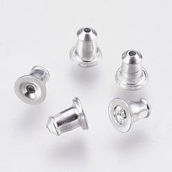 Platinum Aluminum Ear Nuts, Earring Backs, Bell, Platinum, 5x4.5mm, Hole: 0.7mm